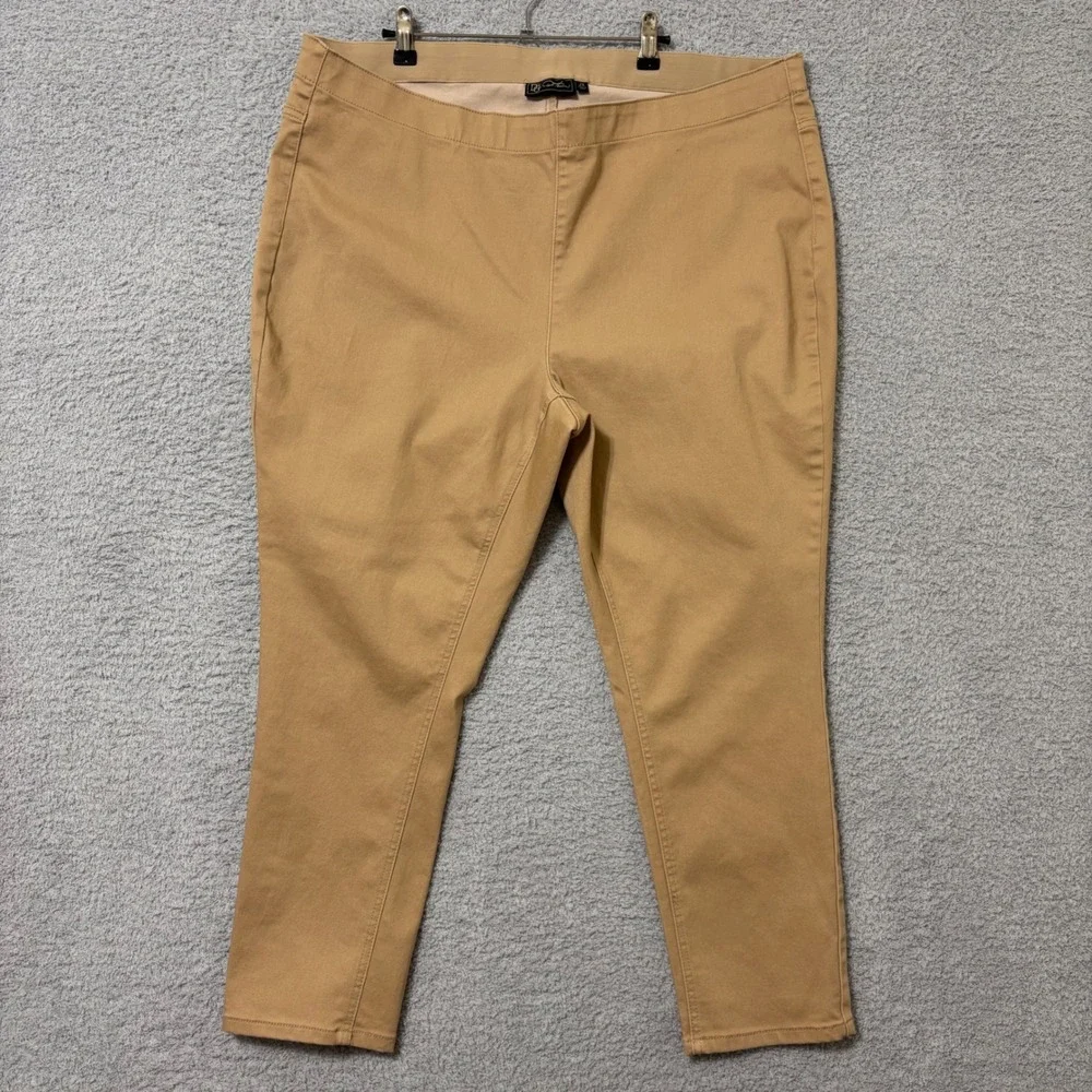 Comfort Stretch Pull On Skinny Pants Casual Work Minimalist Size 2X‎ Camel Tan